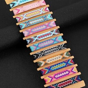 12PCS Bohemian Woven Bracelet  Men and Ladies Couples Can Adjust Bracelets